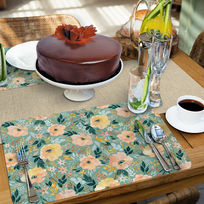 CounterArt Modern Floral Reversible Rectangular Easy Care Placemats